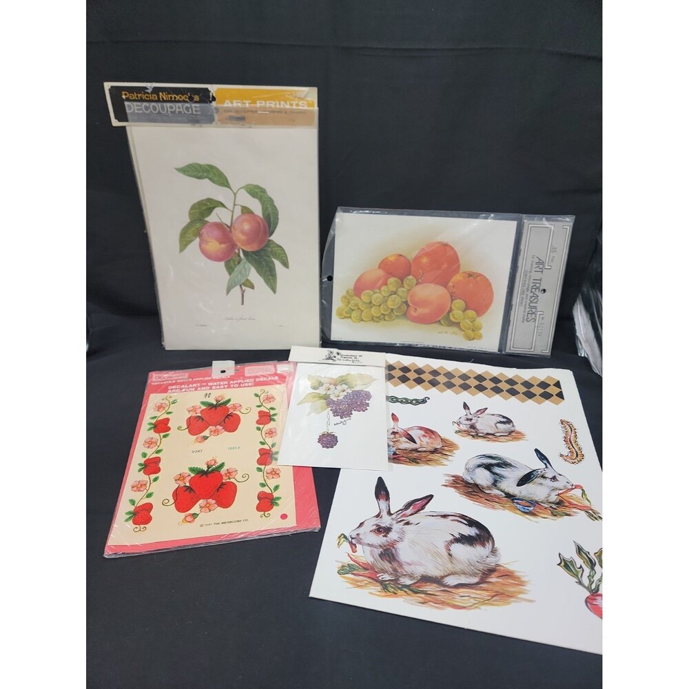 Vintage Lot Of Decopage Art Prints And Decals